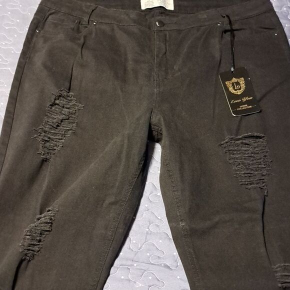 Love You black distressed jeans size 2XL NWT - Picture 2 of 6